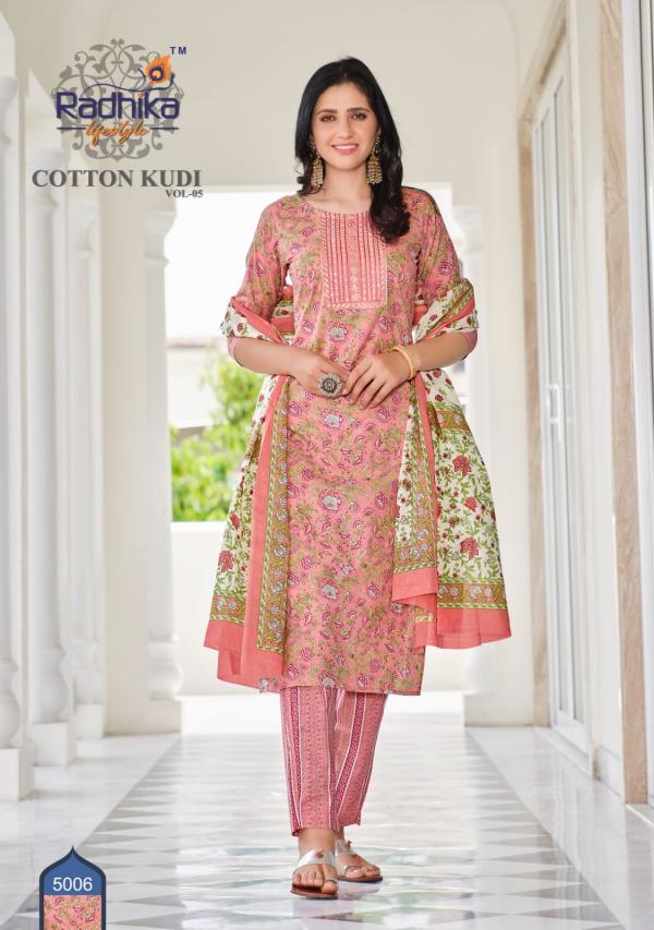 Radhika Cotton Kudi Vol 5 Cotton Kurti With Bottom Dupatta Collection